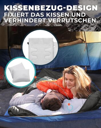 KingCamp Double Sleeping Bag - Winter Adult Sleeping Bag for 2 People with Carry Bag - Black
