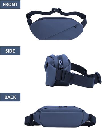 Чоловіча/Жіноча бананка з PU шкіри, водонепроникна, для спорту, подорожей, бігу, трекінгу, стильна темно-зелена (темно-синя, велика)