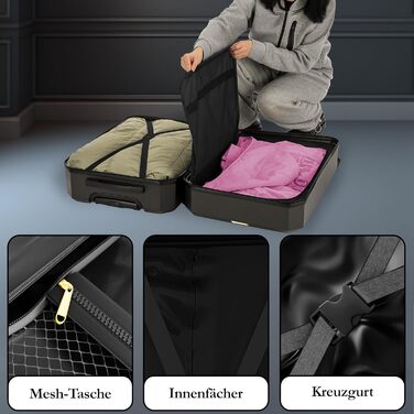 Набір валіз ONAIR 3 шт. (S, M, L) – чорний & золотий, водонепроникний корпус ABS з TSA-замком, тихі колеса, міцний, для подорожей