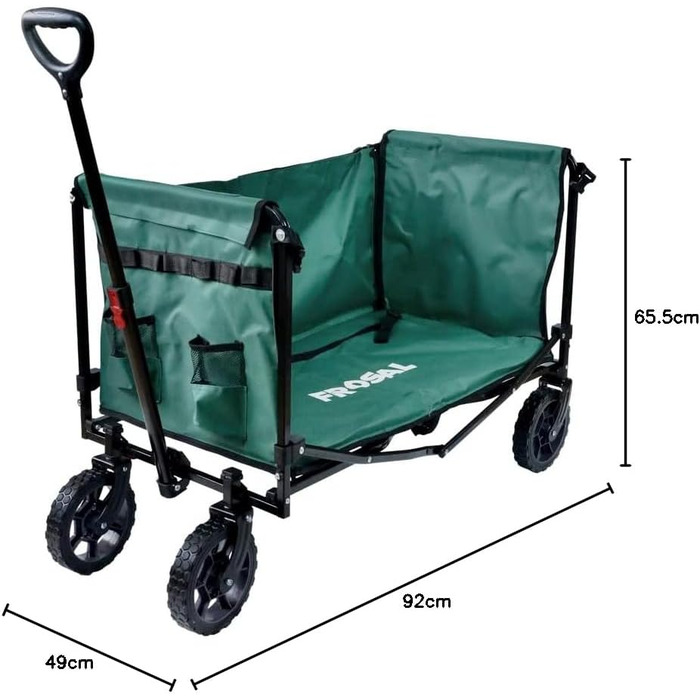 FROSAL Візок для собак Bruno, зелений, складний | Транспортний візок для тварин з легким доступом