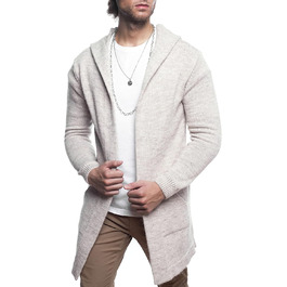 Чоловічий кардиган Carisma з капюшоном, великий розмір XL, бежевий • Зручний кардиган для чоловіків з кишенями