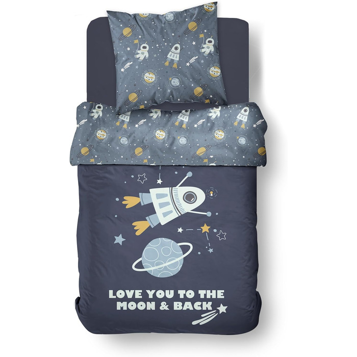 Дитяча постільна брова Kinderbettwäsche Set: комплект 2 шт. з тваринами та глобусом. Ковдра 135x200 см, подушка 80x80 см, замок, 100% бавовна, Renforcé, Oeko-Tex