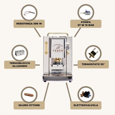 FABER COFFEE MACHINES | Pro Total Inox Deluxe Model | Coffee Machine for 44 mm E-Pads | Adjustable Brass Pad Press | Standard Brass Solenoid Valve | Stainless Steel