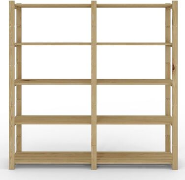 Lenmar Series B Wooden Shelf, Pine, Wood, Light Beige, B-20 170 x 80 x 40 cm, 5 Shelves, Bookcase, Wooden Shelf, Standing Shelf, Wall Shelf, Shelf with 5 Shelves, Office Shelf, for Living Room, Storage Shelf (B-30 170 x 150 x 40 cm 5 Shelves)