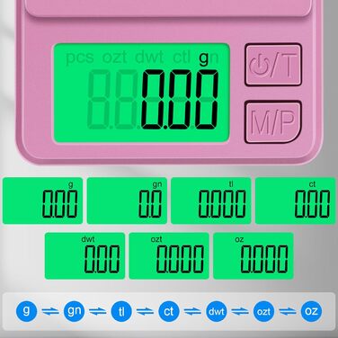 Кухонні ваги Diyife: прецизійна модель 1000г з LCD дисплеєм (зелений/рожевий)