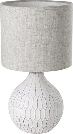 Настільна лампа EGLO Bellariva: кераміка, кремовий колір, тканина білого кольору, з вимикачем, E14, для вітальні та спальні