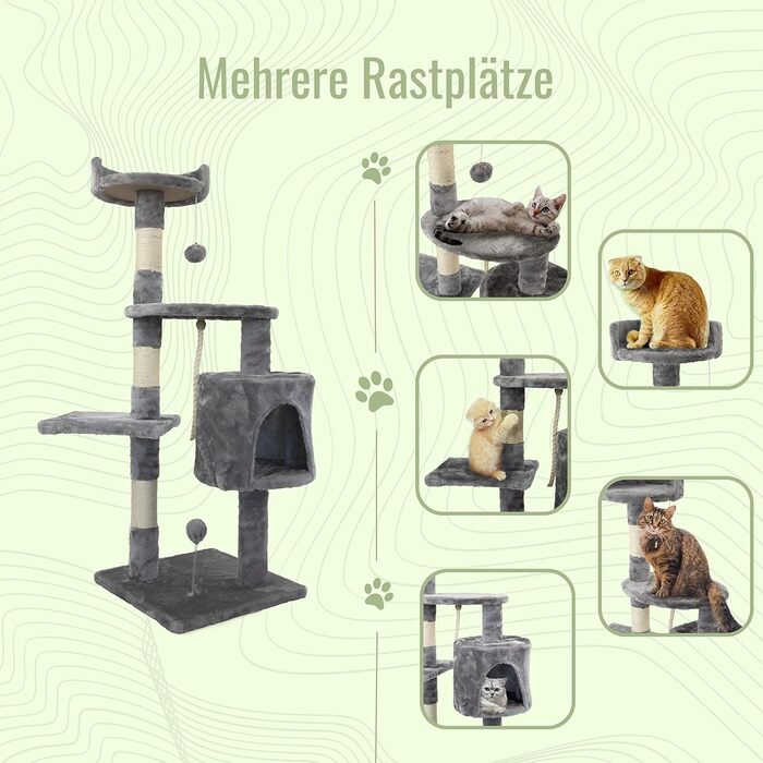 Дряпальня для котів Mobiclinic® Pets Silvestre, середній розмір, сіра, з платформами та сходами