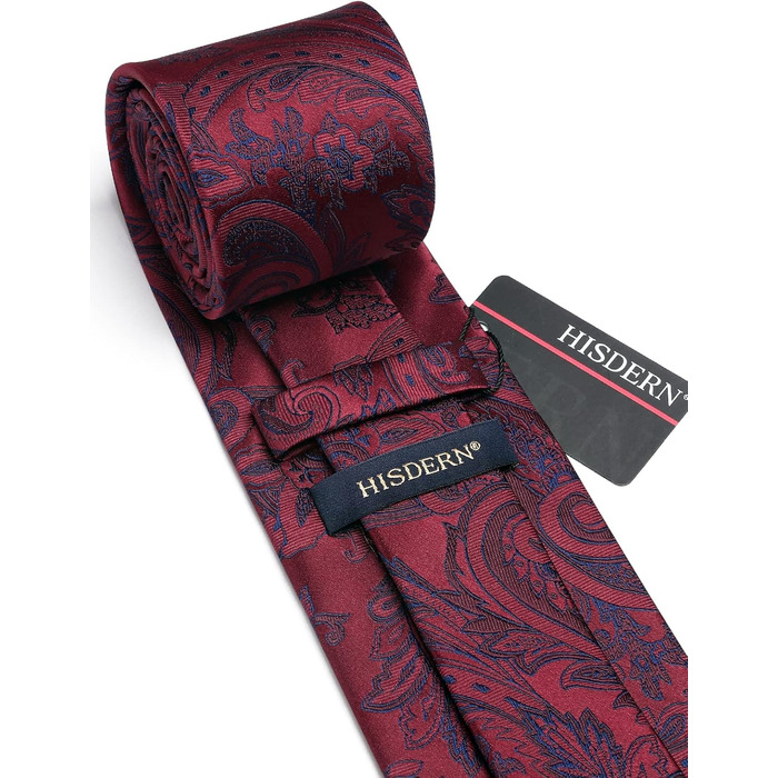 HISDERN Комплект краватки та нагрудного хустинки з квітковим візерунком Пайслі, зелений (бордовий)