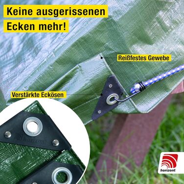 Waterproof tarpaulin 260g/m² 8x10m with tear-resistant eyelets, sandbox and pool cover, woven tarpaulin for car, motorcycle, bicycle - Windproof cover for outdoor use, green