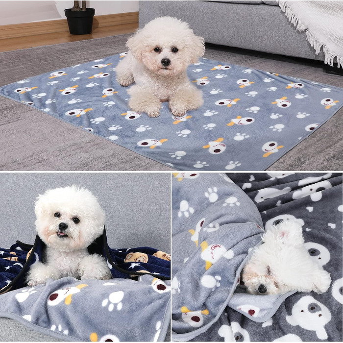 М'яка ковдра для собак та котів Demigeat, 3 шт. – тепла, миюча, для літа та весни, для лежанки, переноски (середній, сірий)