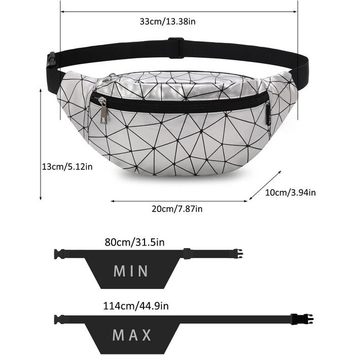 Жіноча поясна сумка-рюкзак: водонепроникна, з PU шкіри, для спорту, бігу, подорожей (срібна)