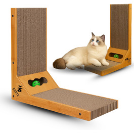 Дряпалка для котів L-подібної форми – з щільної гофрованої картонної коробки – для дряпання та відпочинку – екологічна, двостороння та стійка – ідеальна для домашніх котів