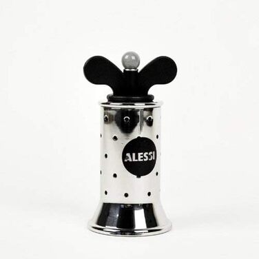 Перецьмолка Alessi 9098 B з ребристим дизайном, нержавіюча сталь і термопластик, чорна, 8.5x6.5x11.7 см