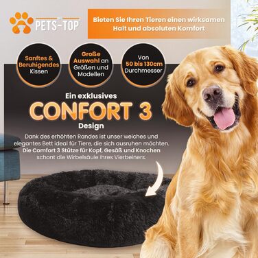 Dog Bed for Medium-Sized Dogs [with Washable Cover] - Dog Basket, Cat Bed, Dog Sleeping Place & Furniture - Long Dog Basket, Dog Bed, 80 cm Diameter (L 80 x W 80 x H 21 cm, Black)