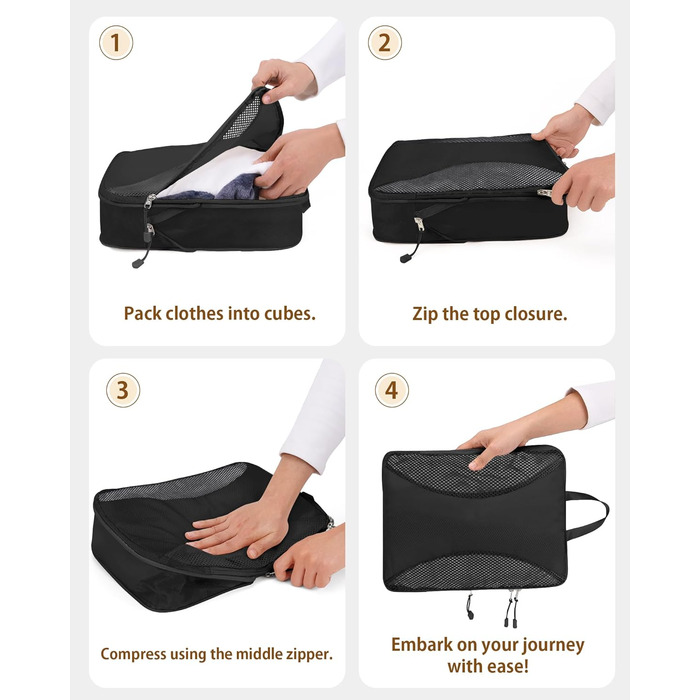 Органайзери для валізи Anjing Compression Cubes - 10 шт., компресійні кишені для подорожей, сірий колір