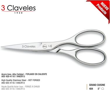 Кухонні ножиці 3 Claveles 404 з нержавіючої сталі, ковані, 20 см, серія Grand Cuisine