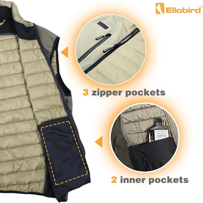 Легка бафферова жилетка Ellobird для чоловіків: робота, туризм, відпочинок, зима, бавовна, степване утеплення, робочий одяг (Capulet Olive, 3XL)