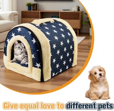 Кіт Хаус Індор, Тепле Гніздо-Печера для Кітів, 2-в-1, Ліжко-Печера для Кітів та Маленьких Собак з Знімним Подушечкою, Прати, 37x32x30 см
