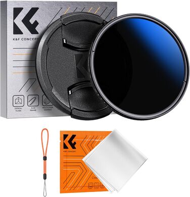 Фільтр ND K&F Concept K-Serie 43mm, змінний, ND2-400 (1-9 ступенів затемнення) з кришкою об'єктива