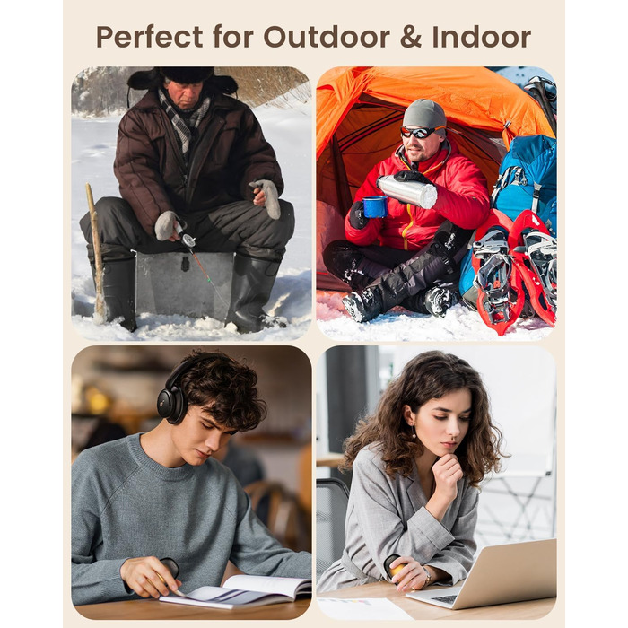 Електричні грілки для рук 2 шт. з підзарядкою, багаторазові, 3 режими нагріву, портативні, для жінок та чоловіків, для відпочинку на природі, кемпінгу, гольфу, полювання, чорного кольору