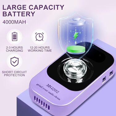 Електричний фрезер для нігтів 12в1 з кейсом, 40000 об/хв. Професійний набір для манікюру та педикюру. Фрезер для гелю та акрилу (Mauve)