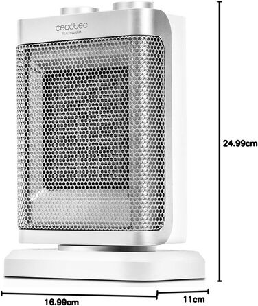 Керамічний обігрівач Cecotec Ready Warm 6100: поворотний, 1500 Вт, 3 режими, термостат, захист від перекидання, для кімнат до 20 м², білий