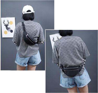 Чоловіча/Жіноча поясна сумка на пояс, водонепроникна, з PU шкіри, багатофункціональна, для спорту, подорожей, фестивалів (Чорний)