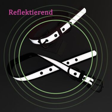 Yonsbox Персоналізоване світловідбиваче відбиваче для собак та котів - Легкий, міцний, з гравіюванням, тихим ID-брелоком та світловідбиваючою ниткою - 6 розмірів (XS–XXL) Чорний M: 29-38 см (підходить для 6-10 кг)