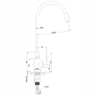 Змішувач для кухні стійка Invena Ksanti Inox сірий