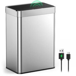 Сміттєвий бак кухонний сенсорний Lovewind 55л, нержавіюча сталь, USB-C, сріблястий