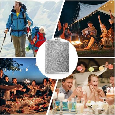 Сталевий флакон 304, 240мл з воронкою - витокозахисний, стильний, портативний набір флаконів для чоловіків та жінок. Сталева фляга для віскі (сріблястий)