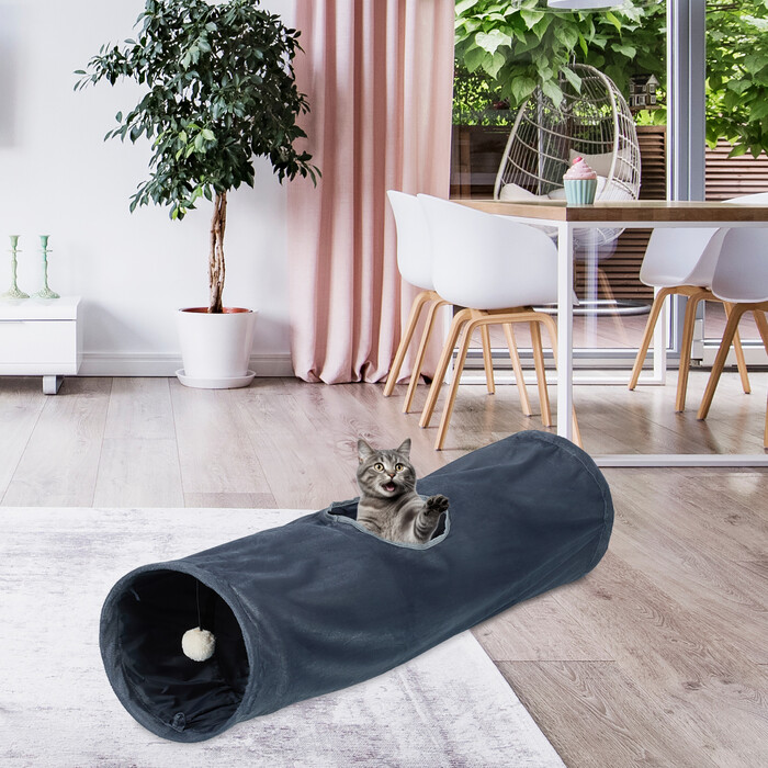 Складаний котячий тунель Relaxdays з плюшем