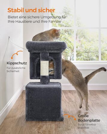 Драбина для котів Feandrea, 67 см, сірий, для кошенят до 3 кг, з великою платформою та сизалевими стовпами, PCT611W01