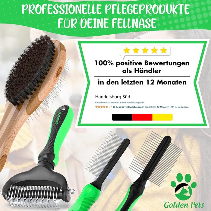 Гребінець для собак та котів Golden Pets Entfilzer Kamm - для середньої та довгої шерсті, 9 лез + електронний посібник з догляду