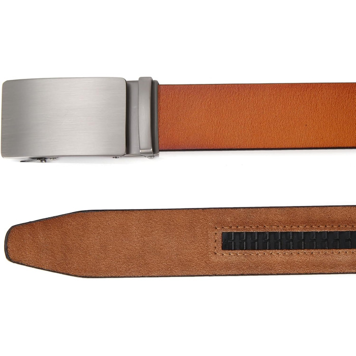 Чоловічий шкіряний ремінь на пряжці, автоматична застібка, 35 мм, регульований, 130 см, для костюма та ділового одягу (колір Y-brown)