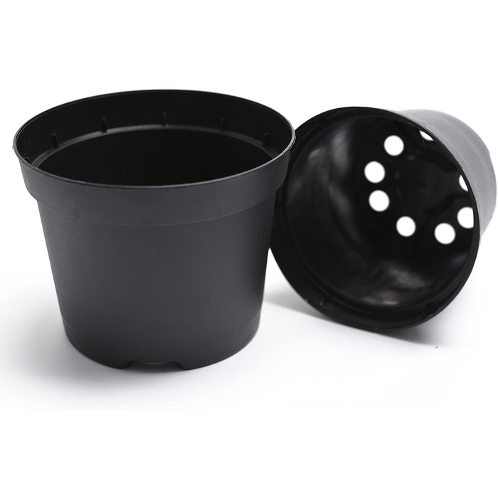 Prime Garden® Круглі пластикові горщики для розсади та квітів, чорні, 31 см, 12 л, набір 10 шт, для дому і вулиці