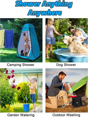 LIBERRWAY Camping Shower Battery Powered Camping Shower Outdoor with Shower Hose and Rechargeable Battery Water Pump for Garden, Travel, and Car Washing