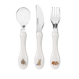 Набір дитячого столового прибору LÄSSIG (3 шт): ложка, виделка, ніж. Нержавіюча сталь, пластикова ручка, Royal Blue