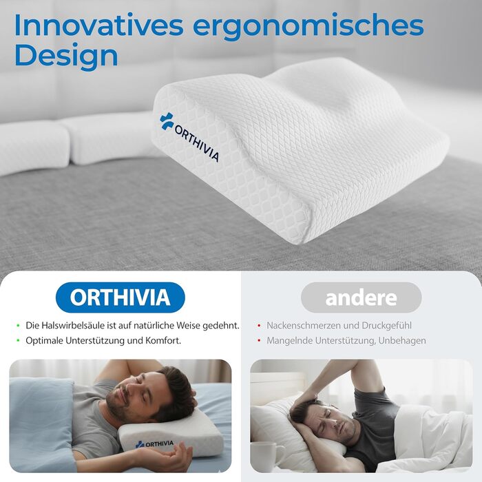 Ергономічна подушка для сну на боці з ефектом пам'яті (Memory Foam), біла