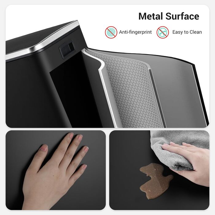 Відро для сміття LIFERUN з двома відсіками, 2 x 15 літрів, металеве, з м'яким закриттям кришки, знімний внутрішній відро, ручки, відро з педаллю, для квартири, маленької сім'ї (Чорний)