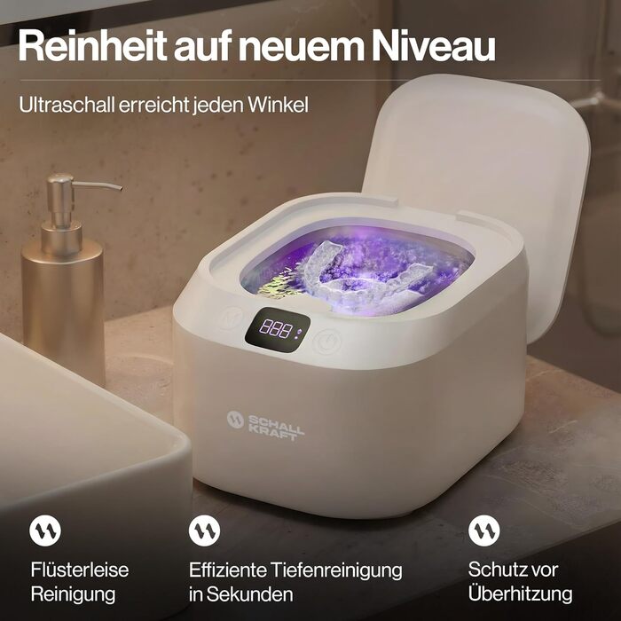 Ультразвукова ванна для чищення 48 кГц з УФ-дезінфекцією | Для ювелірних виробів, зубних кап, брекетів та дрібних предметів | Біла