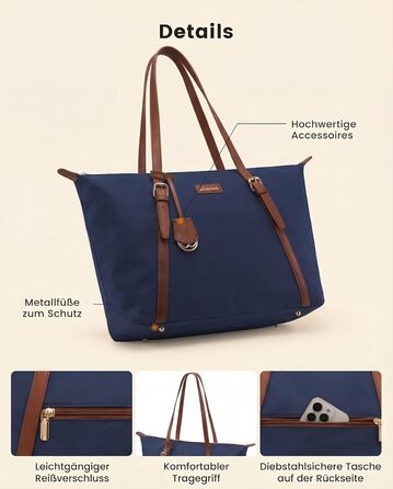 Сумка для ноутбука LOVEVOOK жіноча велика шопер для роботи, університету, школи (15.6 дюймів, синя)