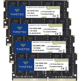 Timetec Pinnacle DDR4 3200 MHz RAM (128GB KIT) для ноутбука/ПК - 4x32GB SODIMM, CL22, 1.2V