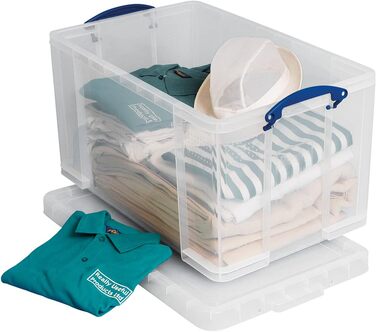 Really Useful Box 84CCB Storage Box for Clothes, Shoes, Toys, 84 L, clear transparent