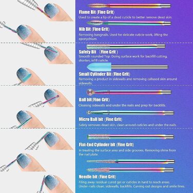 Набір свердл для нігтів Depvko 13 шт. (вольфрам карбід, кераміка, діамант) для манікюру та педикюру