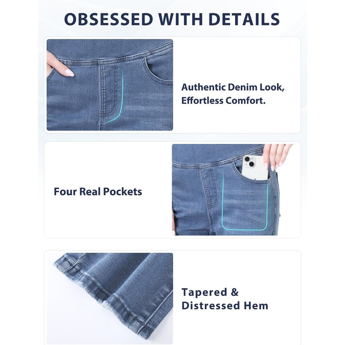 Жіночі джинси Dunke Bau: Прямі джинси-джеггінси з високою талією, еластичний денім, 4 кишені, модний bootcut, середньо-синій колір, розмір S (29)