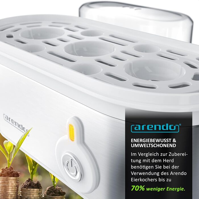 Електричний яйцевар Arendo Threecook з нержавіючої сталі - 1-3 яйця, регулювання ступеня готовності, безпечний, BPA-free