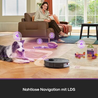 Робот-пилосос Eureka E20 Evo Plus з функцією миття та автопорожненням, 10000 Па, для твердих підлог та килимів, білий (чорний)