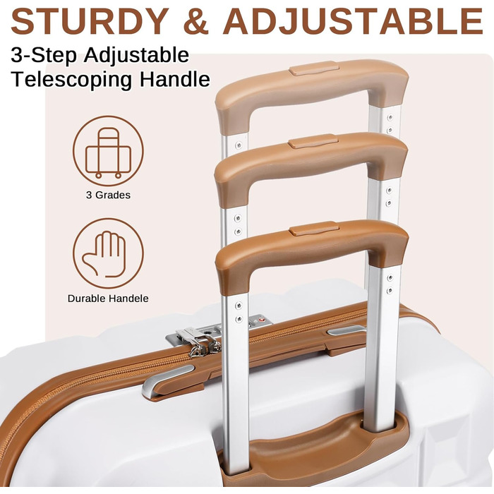 Набір валіз KONO 4 шт. з ABS, TSA-замок, коліщата-двійники, M-L-XL, білий