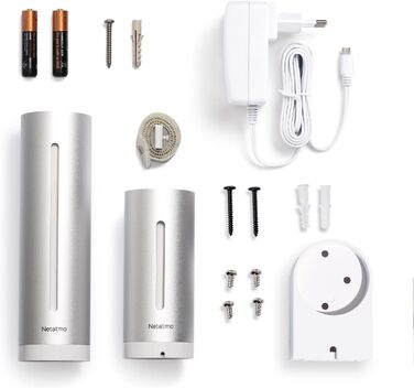 Розумна метеостанція Netatmo з кріпленням, Wi-Fi, датчики для приміщення та вулиці, гігрометр, вимірювач якості повітря, прогноз погоди, сумісна з Alexa, HomeKit, Google Home